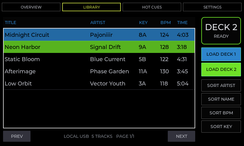 Pajoniiir Library screen